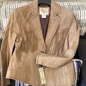 Cripple creek 100% genuine leather shell fringe jacket